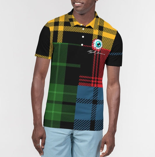 Hype Jeans 5 way plaid Men's Slim Fit Short Sleeve Polo