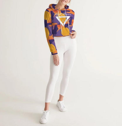 Hype Jeans fade camo Purple / yellow  Women's Cropped Hoodie - Hype Jeans Company - Hype Jeans